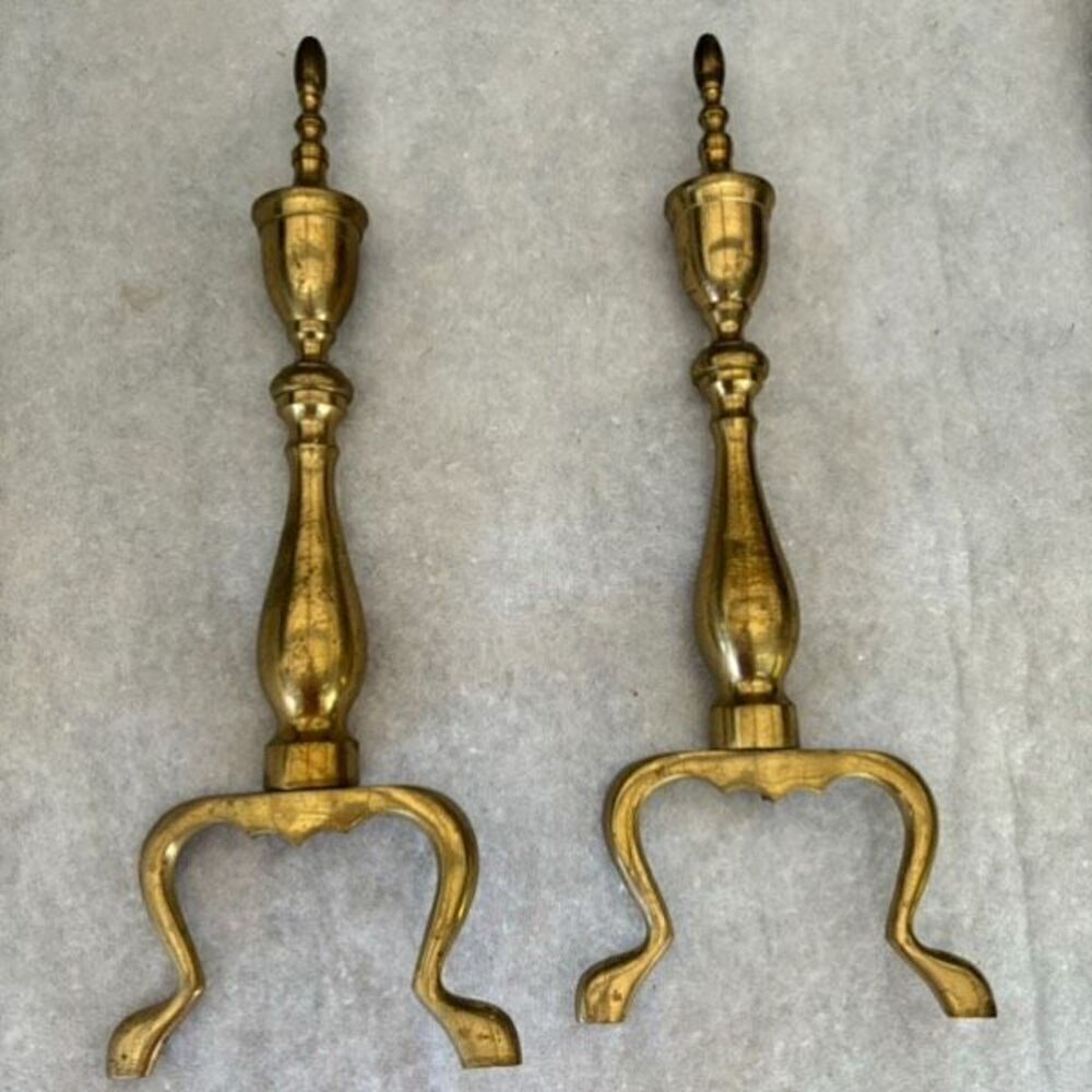 Vintage 18” Brass Andirons